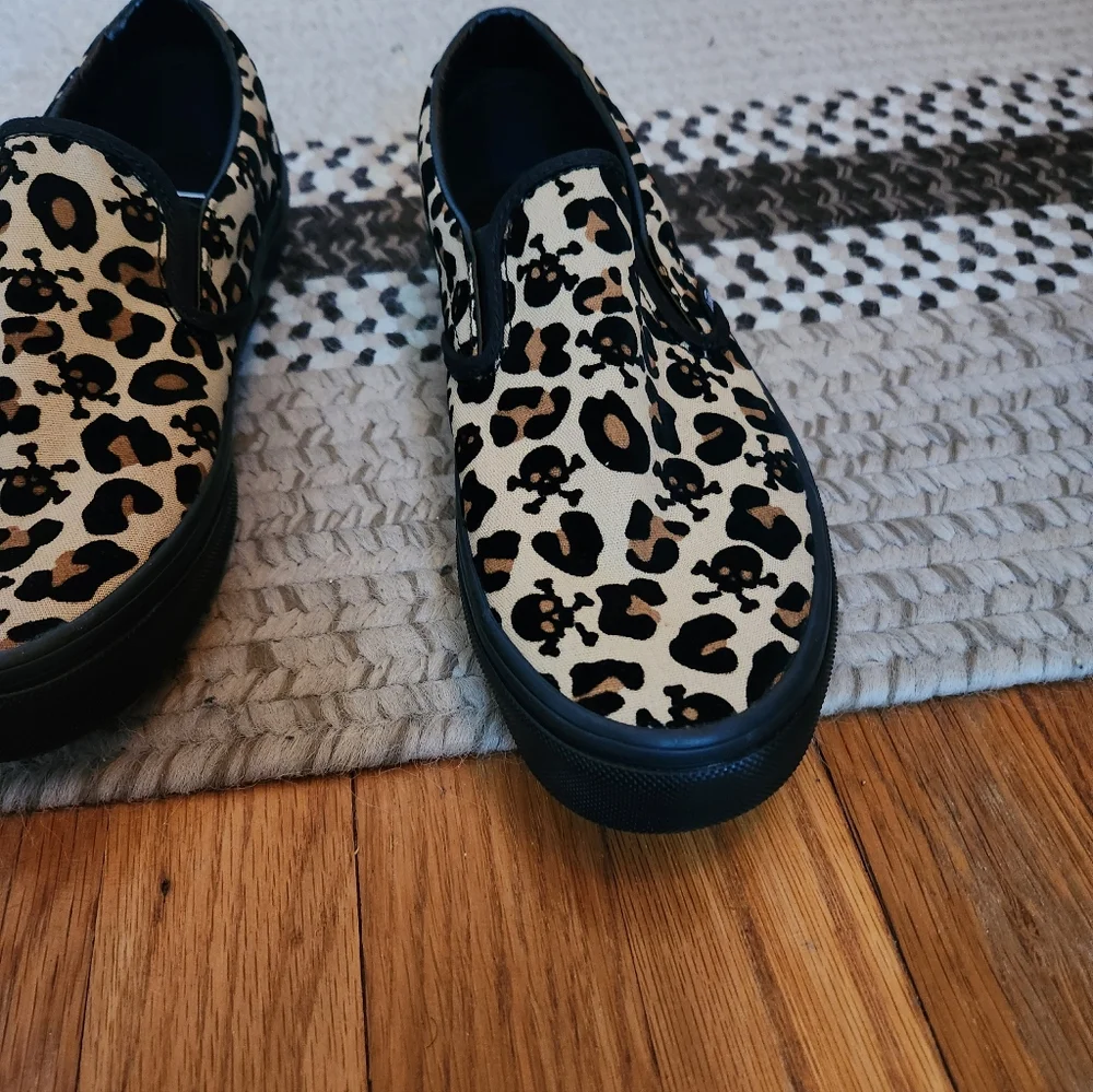 Vans Leopard and Skull Print Slip-On Sneakers